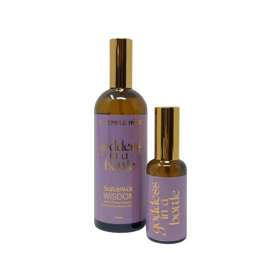 GODDESS IN A BOTTLE |  VIBRATIONAL ROOM/AURA SPRAY | WISDOM | Saraswati | 200mL |